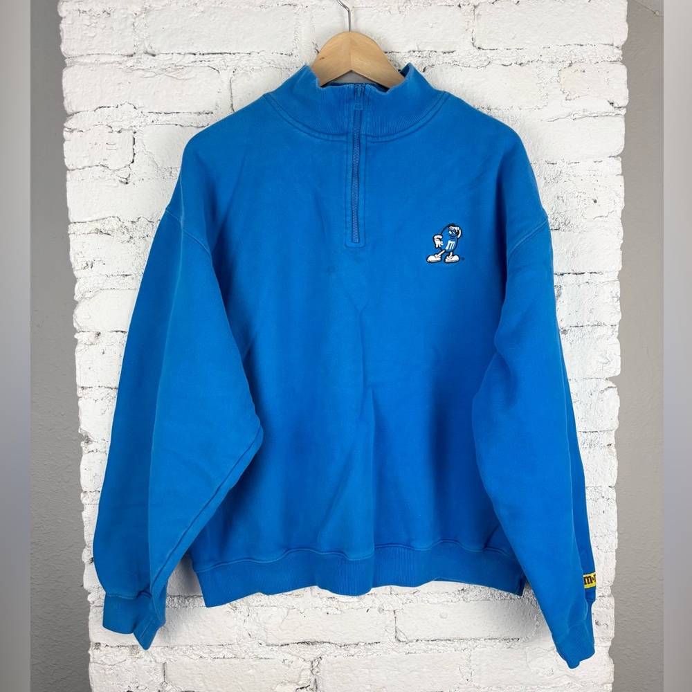 Vintage Planet Mars M&M 1/4 Zip Sweatshirt Blue XL